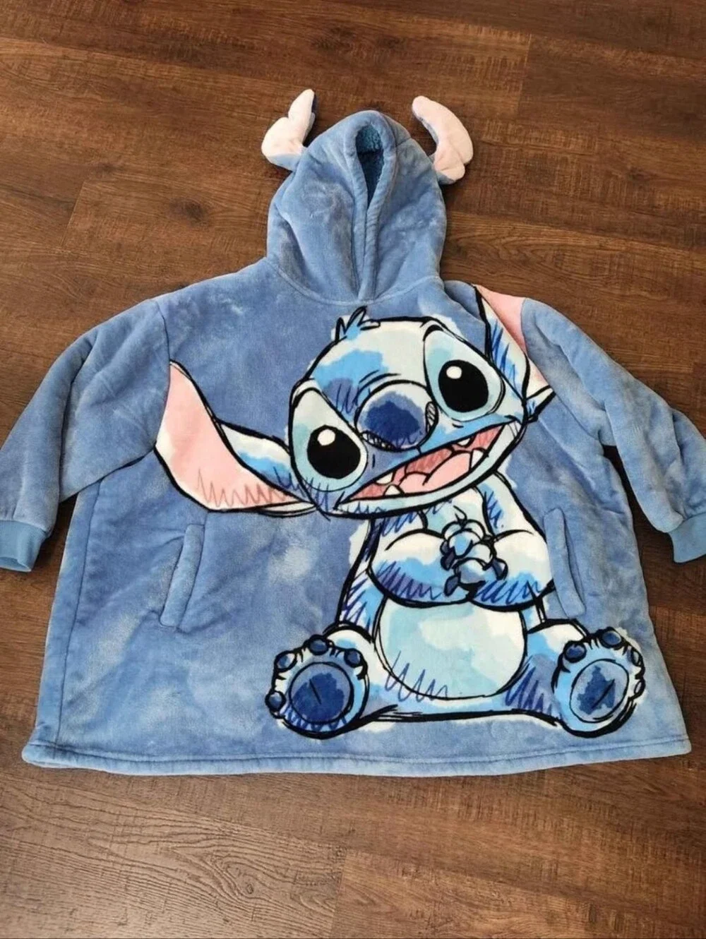Disney Stitch Oversized Plush Blanket Hoodies Kids One Size